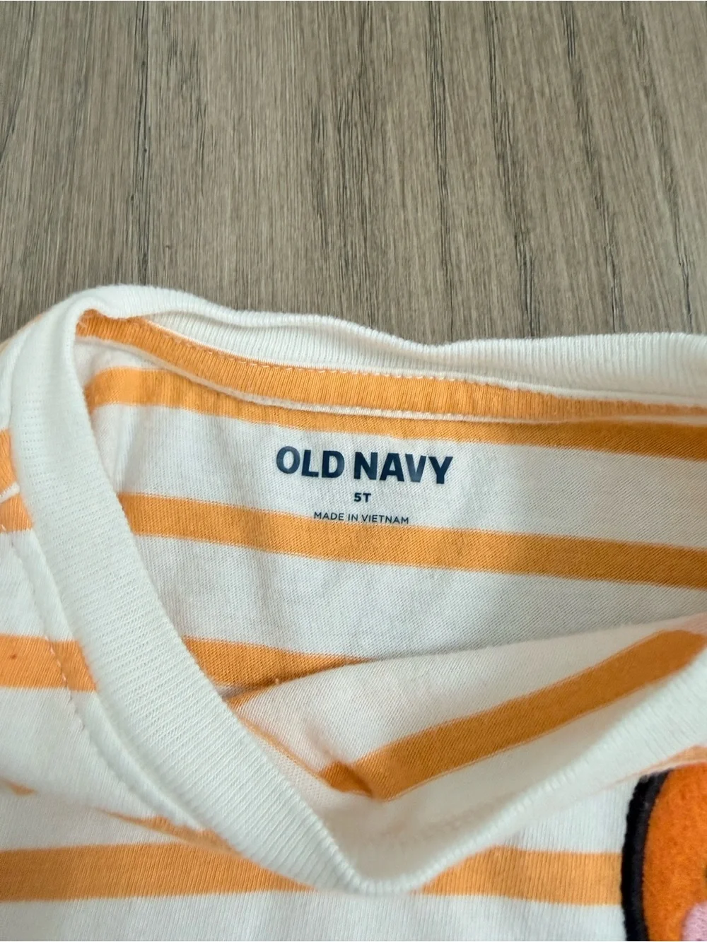 Old Navy Jack-O-Lantern Halloween Pumpkin Orange White Stripe Long Sleeve Tee